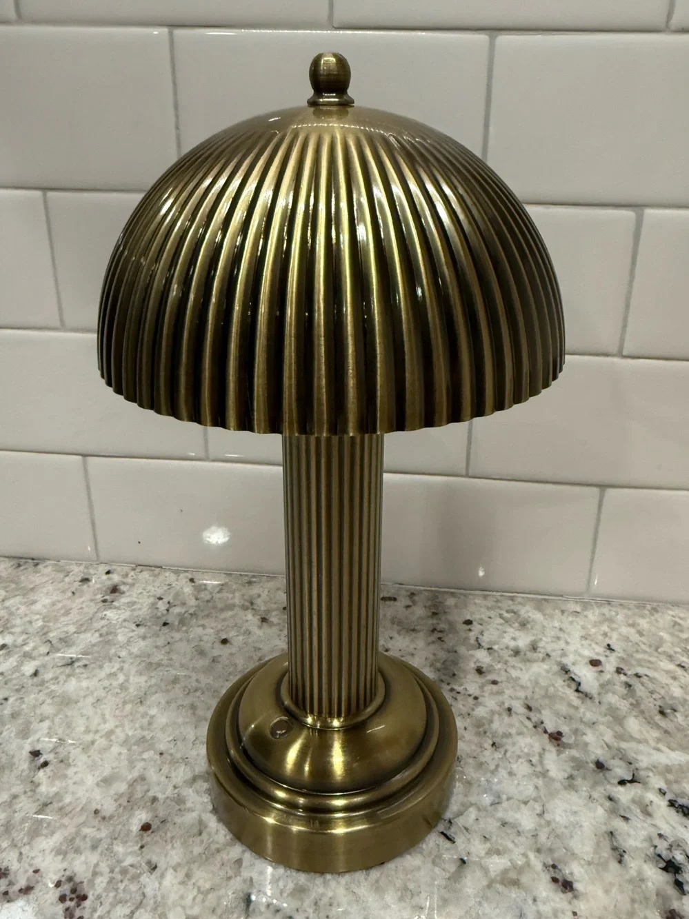 Hearth & Hand 11.5” Fluted Metal Rechargeable Brass Table Lamp - 3 Light Level